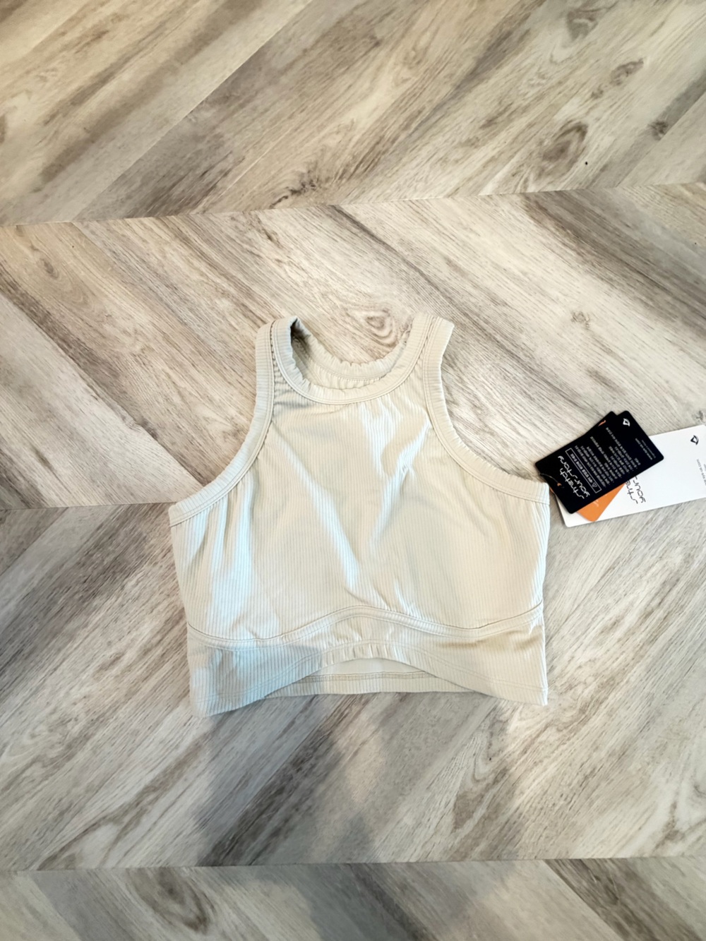NWT Sports Ivory Ribbed Crop Top Sports Bra